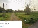 Empty land with a nearby road, grass, and power lines