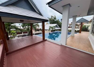 Outdoor patio and swimming pool area