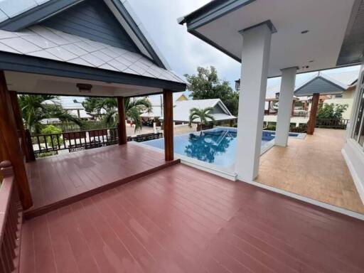 Outdoor patio and swimming pool area