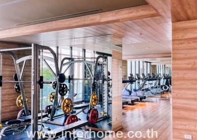 Modern gym with various exercise equipment