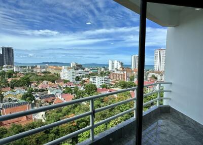 Balcony with city and sea view