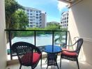 Balcony with chairs and table