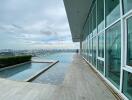 Rooftop pool area with city view