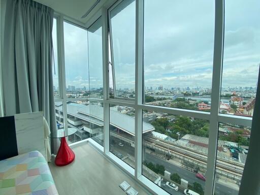 Living room with panoramic city view