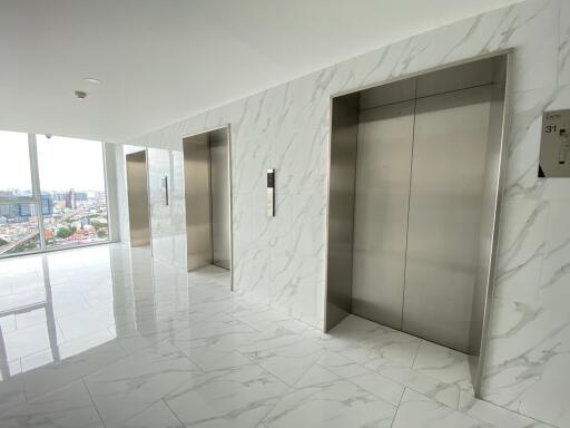 Modern lobby with elevators