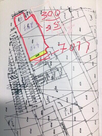 Hand-drawn annotations on a cadastral map