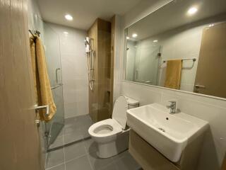 Modern bathroom with shower and sink