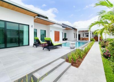 Solid 3 Bedroom Tropical-Modern Style Pool Villa by Award Winning Developer Close to Pineapple Valley Golf in Hua Hin for Sale (Newly Completed, Fully Furnished)