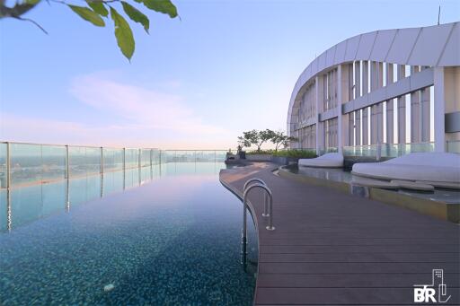 Rooftop infinity pool with city view