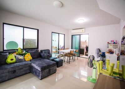 Modern living room with dining area