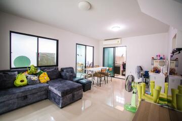 Modern living room with dining area