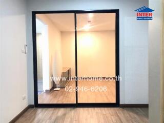 Living room with sliding glass doors