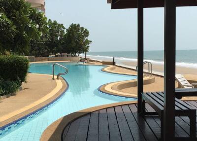 View of outdoor pool and beach