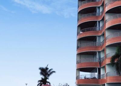 High-rise building with pool area