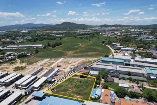 Aerial view of a property area with surrounding buildings