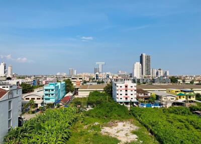 View from a higher floor overlooking urban cityscape