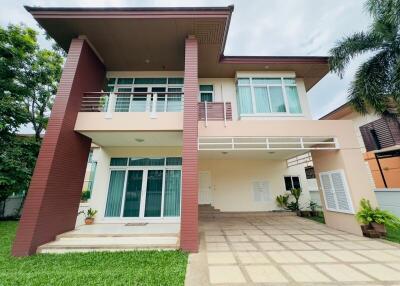 Front view of a two-story house with modern design