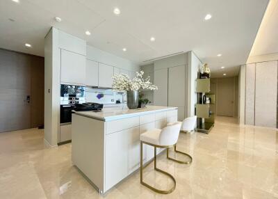 Modern kitchen with island and bar stools