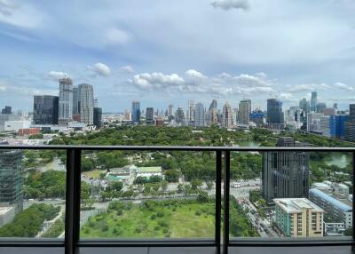 City skyline view from balcony