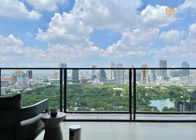 Balcony with city skyline view