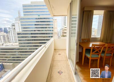 Apartment balcony with city view