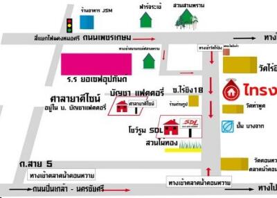 Directional map showing nearby places and landmarks