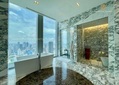 Luxurious bathroom with city view