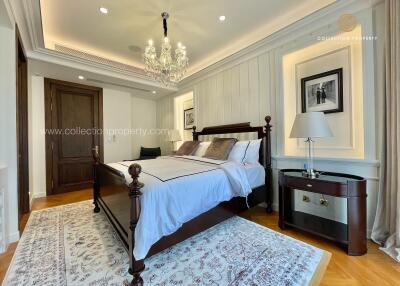 Luxurious bedroom with a king-sized bed and elegant decor