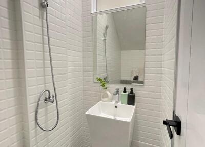 Modern bathroom with sink and shower