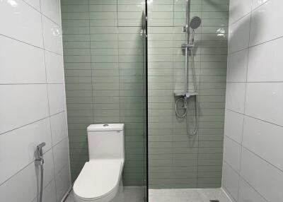 Modern bathroom with shower and toilet