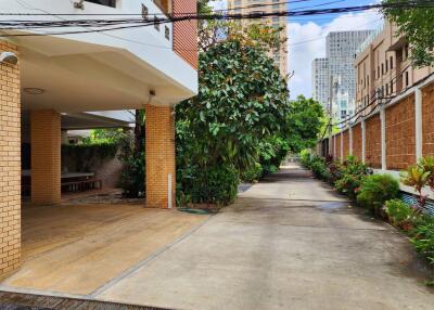 Entrance and driveway with greenery