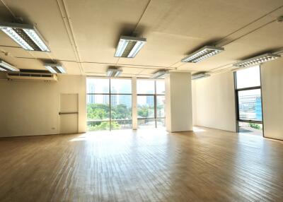 Open commercial space with large windows