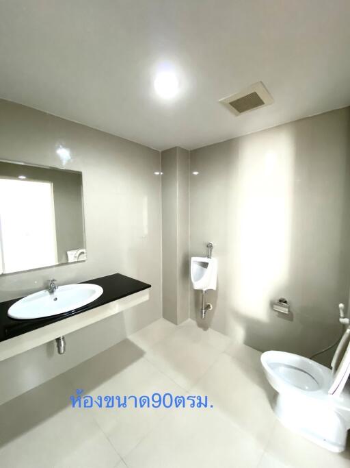 Modern bathroom with a sink, urinal, and toilet