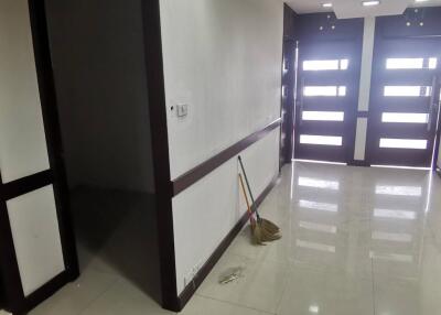 Main entrance hallway with modern wooden doors