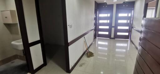 Main entrance hallway with modern wooden doors