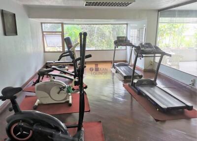 Home gym with exercise equipment