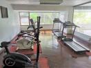 Home gym with exercise equipment