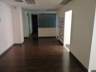 Empty office space with glass partition