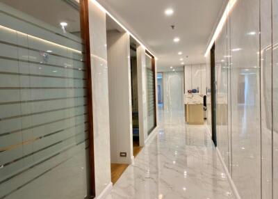 Modern hallway with marble flooring