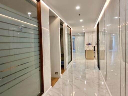 Modern hallway with marble flooring