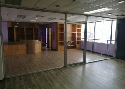 Modern office space with glass partition