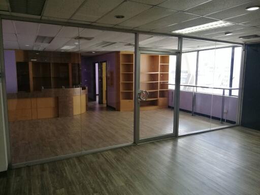 Modern office space with glass partition