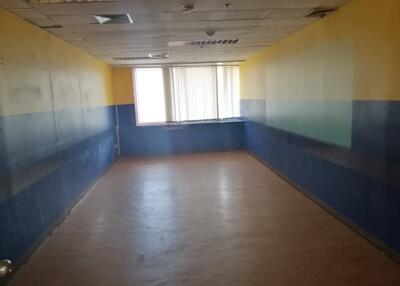 empty room with blue and yellow walls