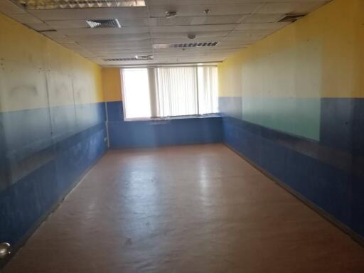 empty room with blue and yellow walls