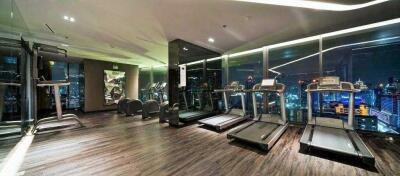 Modern gym with city view