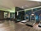 Modern gym with city view