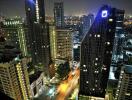 night view of city buildings