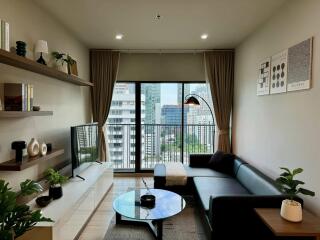 Modern living room with city view