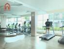 Modern gym with various exercise equipment