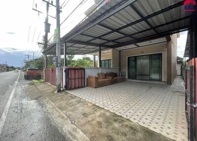 Outdoor view of a house with a covered patio